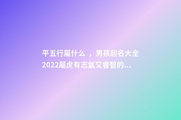 平五行屬什么，男孩起名大全2022屬虎有志氣又睿智的男孩名字